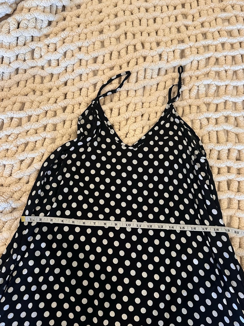 Polka Dot Spaghetti Strap Maxi Dress - Black & White - Picture 10 of 12